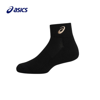 ASICS【授權經銷商】運動短筒襪 男女中性款 訓練配件 刺繡logo 黑金 3033C108-001