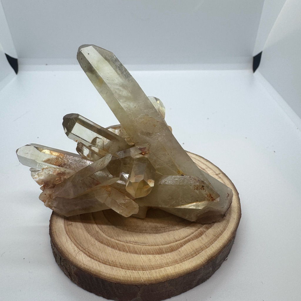 C429天然招財黃水晶簇 原礦 擺件 招財 迷你礦