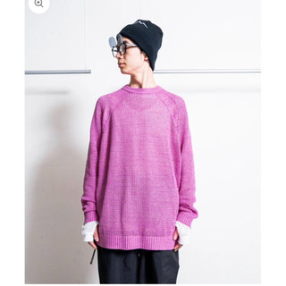 White Mountaineering RAGLAN KNIT PULLOVER白山 針織長袖上衣 日本代購 桃粉/黑