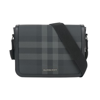 BURBERRY Alfred 塗層帆布及小牛皮小款斜背包(炭灰色)