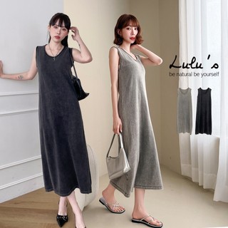 LULUS/水洗圓領垂墜感無袖長洋裝２色【A02260005】休閒洋裝 裙子260408