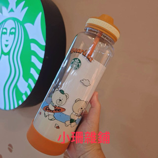 小珊雜鋪 星巴克 小熊度假村不鏽鋼提環水瓶 小熊棕梠樹馬克杯 414毫升、41oz海灘熊冷水壺 24oz冷水壺