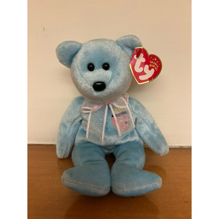 Ty Beanie Baby「Eggs II」藍色熊（2001 年復活節系列） 二手 標籖完整