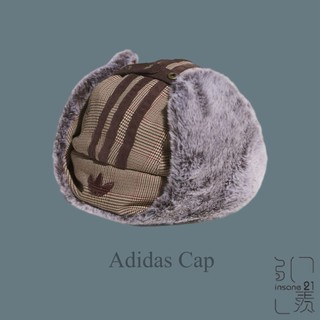 ADIDAS ORIGINALS 飛行帽 絨毛 兩色 格紋 藍白 禦寒小物 愛迪達 IA8906【Insane-21】
