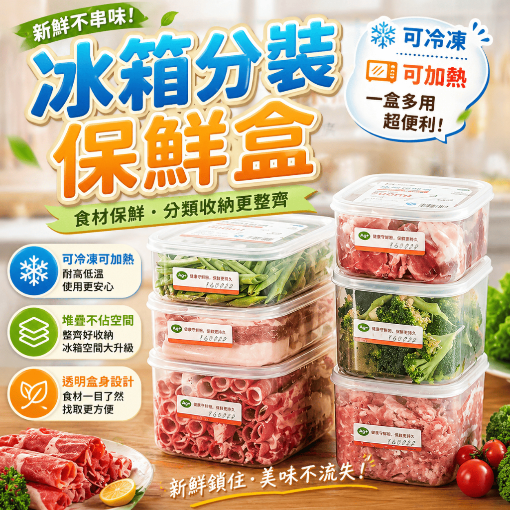 肉類分裝盒 備料盒 冰箱收納盒 保鮮盒 凍肉盒 蔬果盒 微波飯盒 冷凍保鮮盒 便攜便當盒 午餐盒 生鮮收納盒