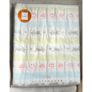 M&H-代購-現貨-Hoppetta-90*110cm-兔兔蘑菇被-六層紗-日本製