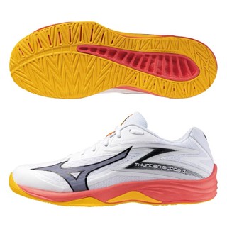 57*MIZUNO美津濃 男鞋 羽排球鞋 室內運動 膠底 白粉黃 THUNDER BLADE Z V1GA237098