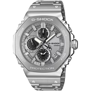 CASIO 卡西歐 G-SHOCK 全金屬八角太陽能藍芽計時錶 手錶-銀 送禮 禮物 GMC-B2100ADS-1A