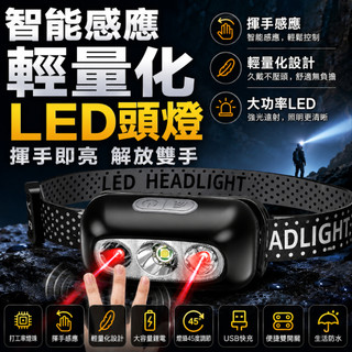 ｜現貨｜智慧感應頭燈 LED頭燈 釣魚頭燈 露營頭燈 工作頭燈 頭燈 感應頭燈 戶外頭燈 智能頭燈 輕量頭燈 露營