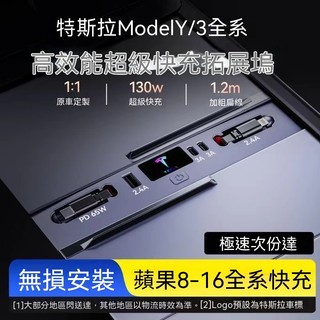 【萬盛車品】臺灣出貨特斯拉MODEL3Y中控中控智能拓展塢Type-c充電轉接頭USB擴充套件介面丫