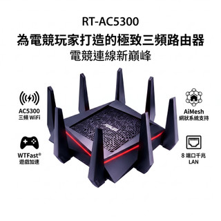 ASUS 華碩 RT-AC5300 AC5300 三頻 電競路由器 無線分享器 八天線 Mesh 旗艦款 刷機神器