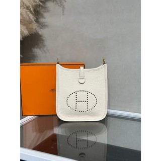 HERMES Mini Evelyne - Nata I2 奶油白金配波點背帶 Z