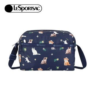 Lesportsac Daniella Crossbody 拉鍊斜背包 側背包 通勤隨身包 女包(熱帶度假貓咪) 學生錶