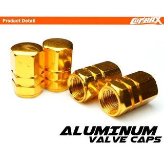 【COTRAX】鋁合金氣嘴蓋-金色 一組4顆 台灣製造 汽車、機車、重機、自行車 風嘴蓋 單車 輪胎打氣孔 陽極六角