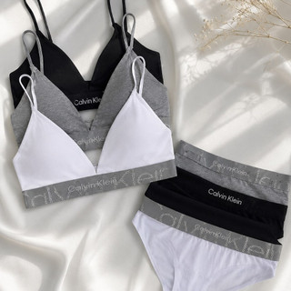 (PSM街頭潮流選) 正品實拍 CALVIN KLEIN Underwear - 浮雕圖示棉三角胸罩內衣套組