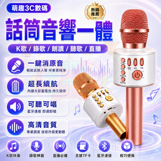 【快速出貨🔥】無線藍芽麥克風 音響一體 家庭KTV 手持話筒 支援TF卡 卡拉OK 手機電視唱歌 高音質降噪 兒童麥克風