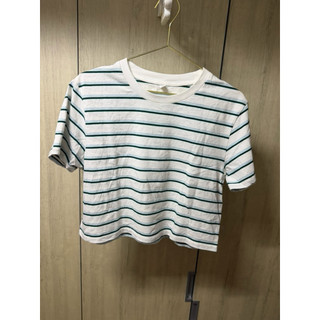 UNIQLO 女裝 短版條紋T恤 白L