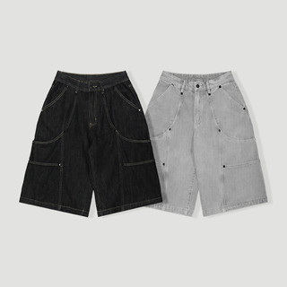 【QUEST】現貨 QUEST DENIM RIVET JORTS 鉚釘 水洗 七分牛仔褲 兩色