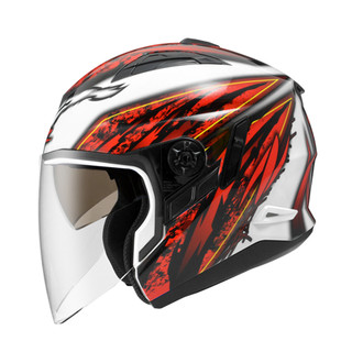 ZEUS ZS613B 彩繪 AJ5 白/紅 四分之三罩安全帽 3/4罩 可加裝下巴支架鴨舌 ZS-613B 內墨鏡