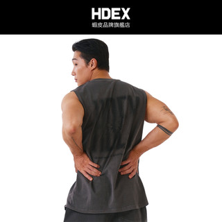 【HDEX】Crack Printed 復古美式風純棉背心 水洗鐵灰