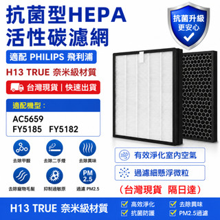 適用AC5659 / 80 Philips飛利浦空氣清淨機濾網芯組 HEPA + 活性碳FY5185/82複合濾芯