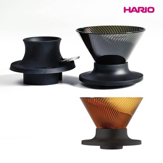 【HARIO】V60 NEO 樹脂濾杯-01/02+聰明濾杯通用矽膠開關底座-黑色/琥珀色/快速萃取/錐形濾杯