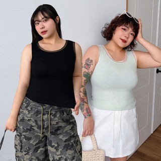 LULUS/PLUS/中大尺碼/小清新拼接網紗羅紋背心３色-【01260405】260707