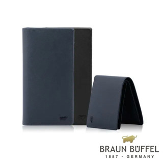 [免運］BRAUN BUFFEL德國小金牛-洛菲諾P- ll 15卡透明窗長夾-黑色-BF347-301-BK
