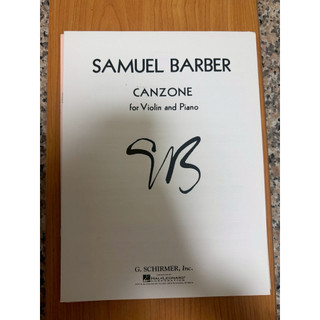 二手書籍 Samuel Barber 創作的《Canzone for Violin and Piano》小提琴與鋼琴樂譜