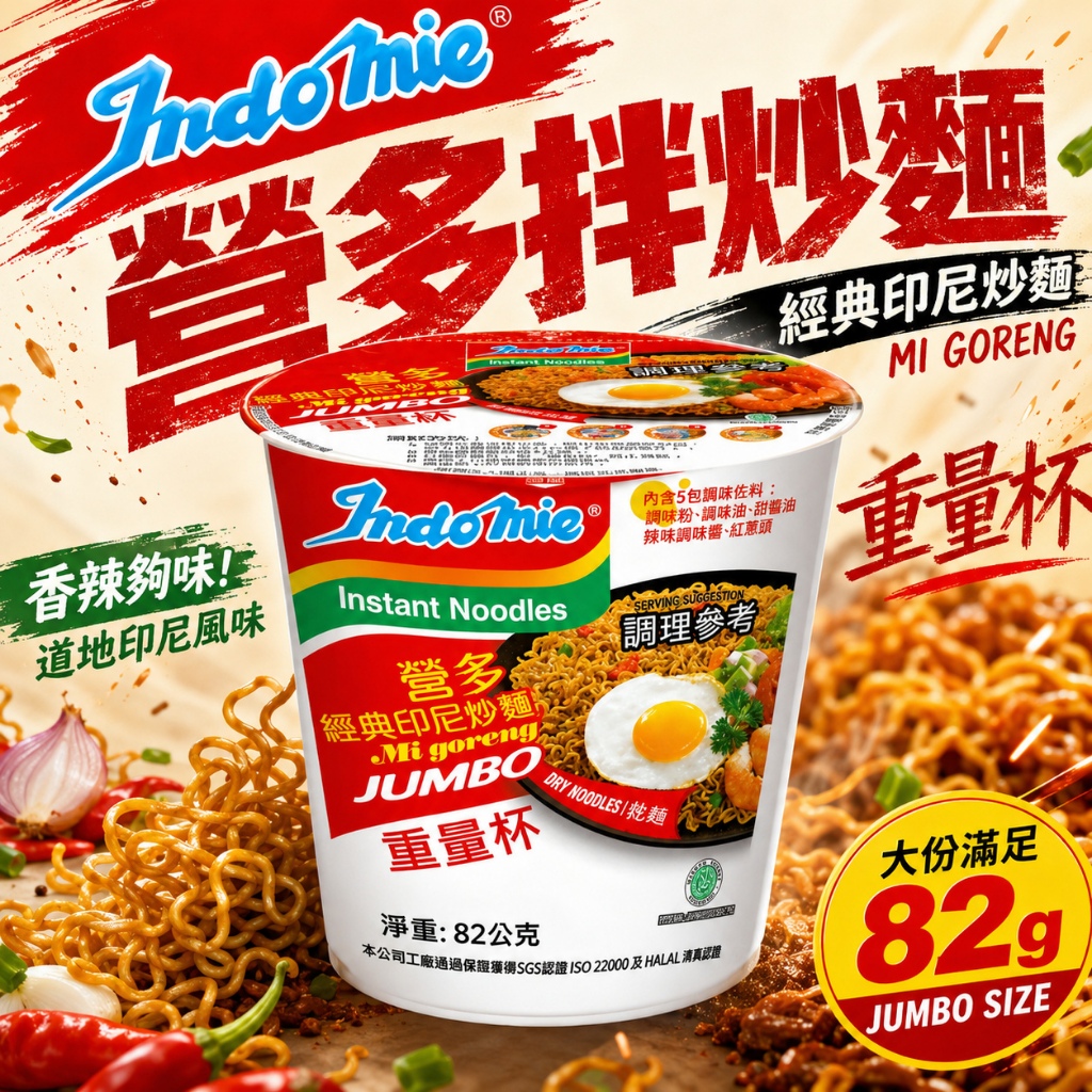 【經典必吃】印尼拌炒麵重量杯《Indomie》營多【印尼 炒麵 宵夜】