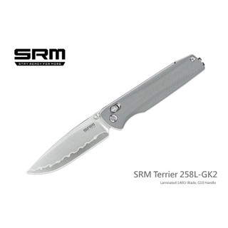 【angel 精品館 】SRM 258L-GK2 Terrier灰G10柄軸鎖折刀/Laminated 140Cr層壓鋼
