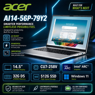 ACER 宏碁Aspire AL14-56P-79Y2 銀(CU7-258V/32G/512G SSD/W11/WUXG
