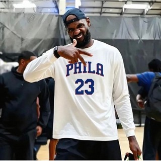 💖詹皇LeBron James詹姆士詹姆斯長袖純棉T恤上衛衣💖NBA球衣76人七六人湖人隊運動圓領棉T男籃球衣服飾A36