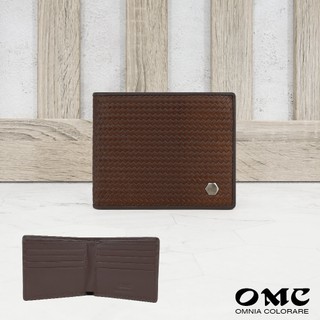 【OMC】NG福利品-新品-皮革變色-原廠價1580-編織壓紋牛皮短夾