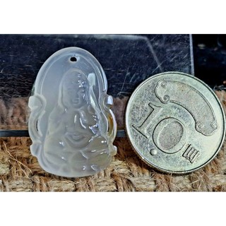 50年老店 觀音33化身之合掌小觀音蓮花座附繩結吉祥如意擋煞法器安定身心靈 放光白玉髓背雕卍字招財避邪項鍊吊飾宜特690