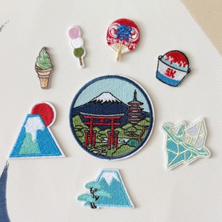 【日出文創】台灣現貨 富士山 日本團子 團扇 抹茶冰淇淋 刨冰 刺繡貼布