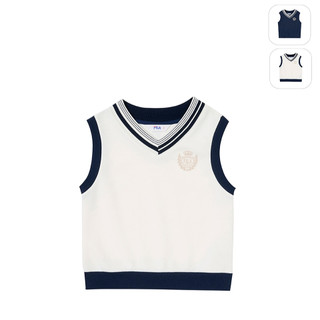 【FILA】KIDS 女童款 短袖針織背心-米白 5TKZ-8422-IV