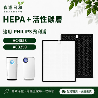適用PHILIPS飛利浦 AC4558 AC3259 空氣清淨機AC4558/80 AC3259/80HEPA活性碳濾網