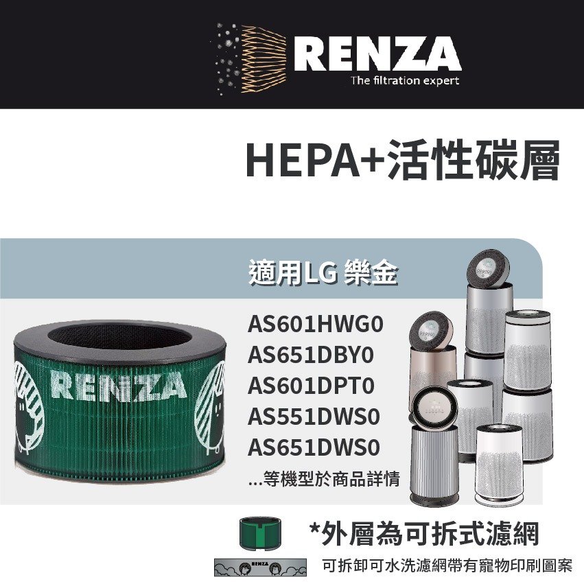 適用LG樂金 超級大白 AS651DBY0 AS651DWH0 AS601HWG0 空氣清淨機 抗菌HEPA活性碳 濾網
