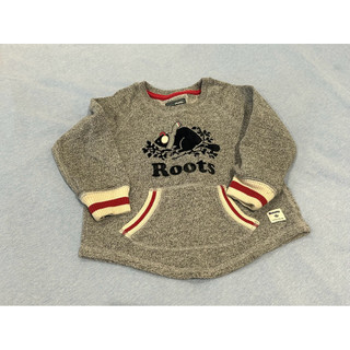 (二手）Roots 經典花灰兒童logo大學T 尺寸：12-18M