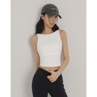 CHIC A SPACE 圓領修身剪裁美背短版BRA背心(白/粉紅) 女裝 現貨