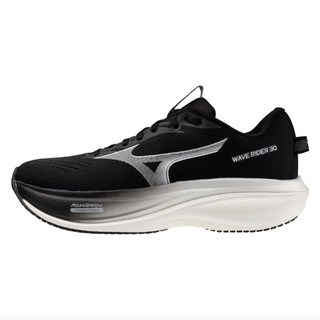 Mizuno WAVE RIDER 30 男女款 慢跑鞋 黑白 J1GU262181