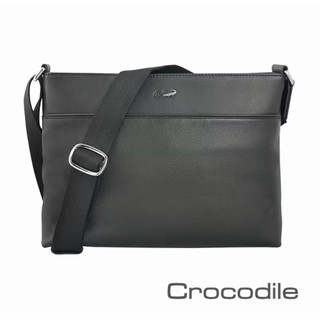 甜售 斷貨款 Crocodile 鱷魚皮件男側背斜背包 真皮包Rocky 2.0系列0104-08106黑色