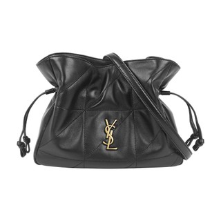 YSL Jamie 金字小羊皮抽繩福袋包/斜背包(黑色)
