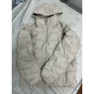 UNIQLO 男裝 WARM PADDED 輕暖科技連帽外套 白色size:s