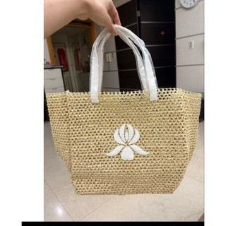 sisley希思黎 專櫃 渡假簍空洞洞 絕版大托特大容量編織包 鏤空草織包 白色包 肩背 手提包