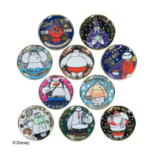 【現貨】日本 Tenyo 迪士尼 Baymax 大英雄天團 金色徽章 金屬別針 確認款