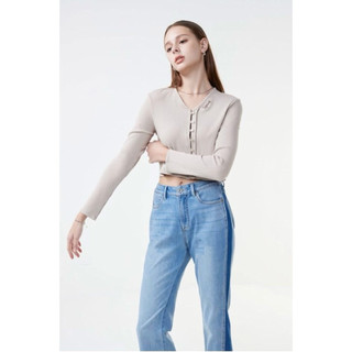 全新專櫃Sisjeans氣質杏柔軟針織排扣外套M