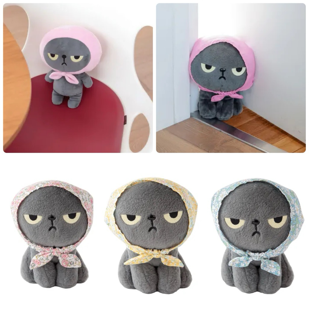 🍎現貨+預購🍎日本 Angry Machiko 生氣真知子 憤怒頭巾貓咪 粉色頭巾 小黑貓 門擋 擺飾 擺件 花卉 花柄