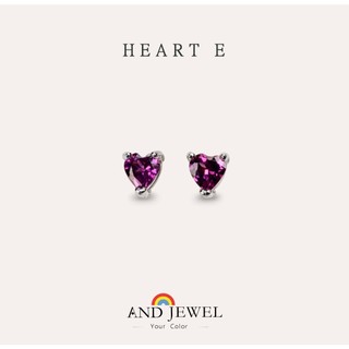 [安珠] 玫瑰石榴石 紫色 愛心 4mm 耳環 經典系列 Heart E 寶石銀飾 AND JEWEL